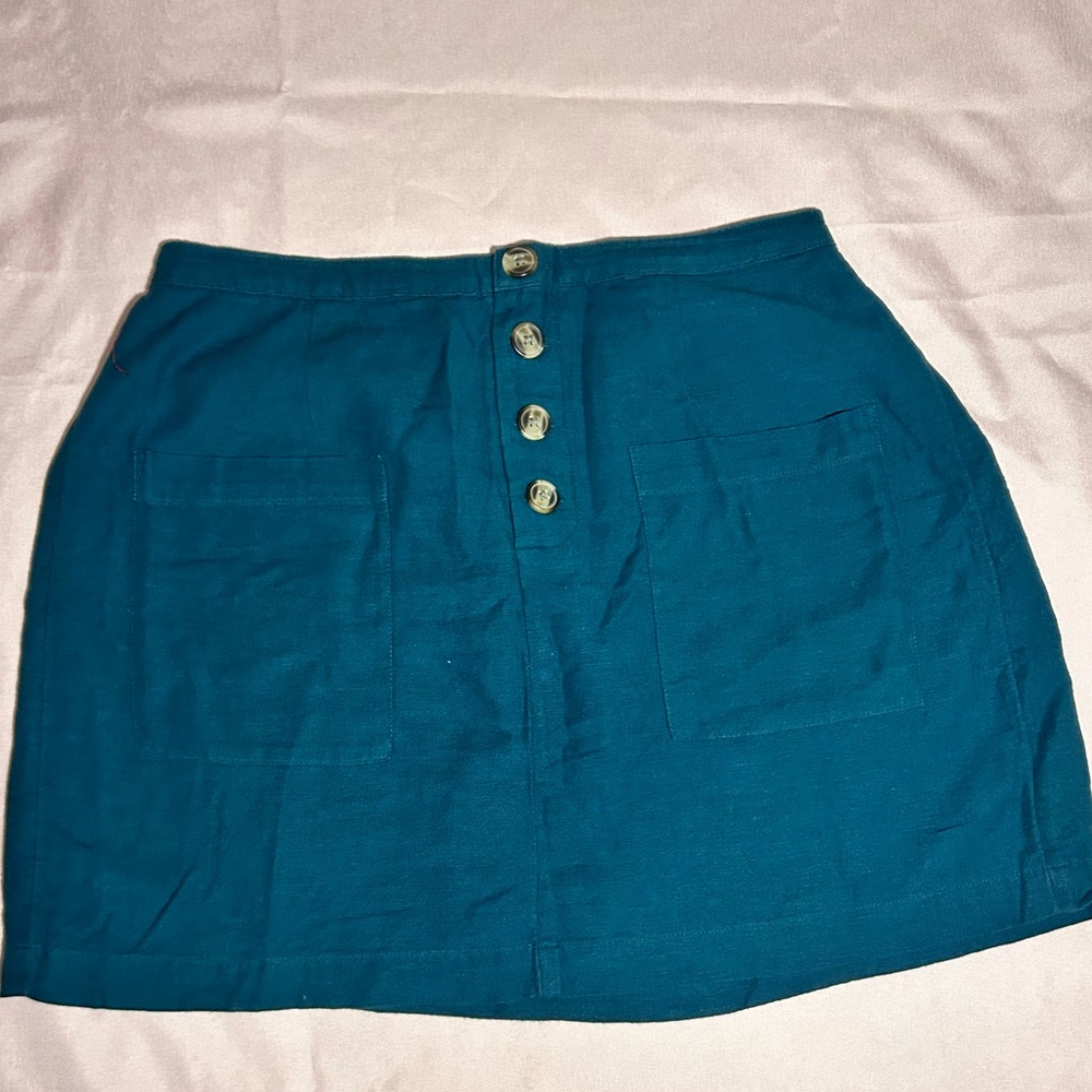 American Eagle Outfitters Teal Button-Front Mini Skirt
